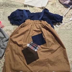Kids Blue and Brown Patchwork Dress